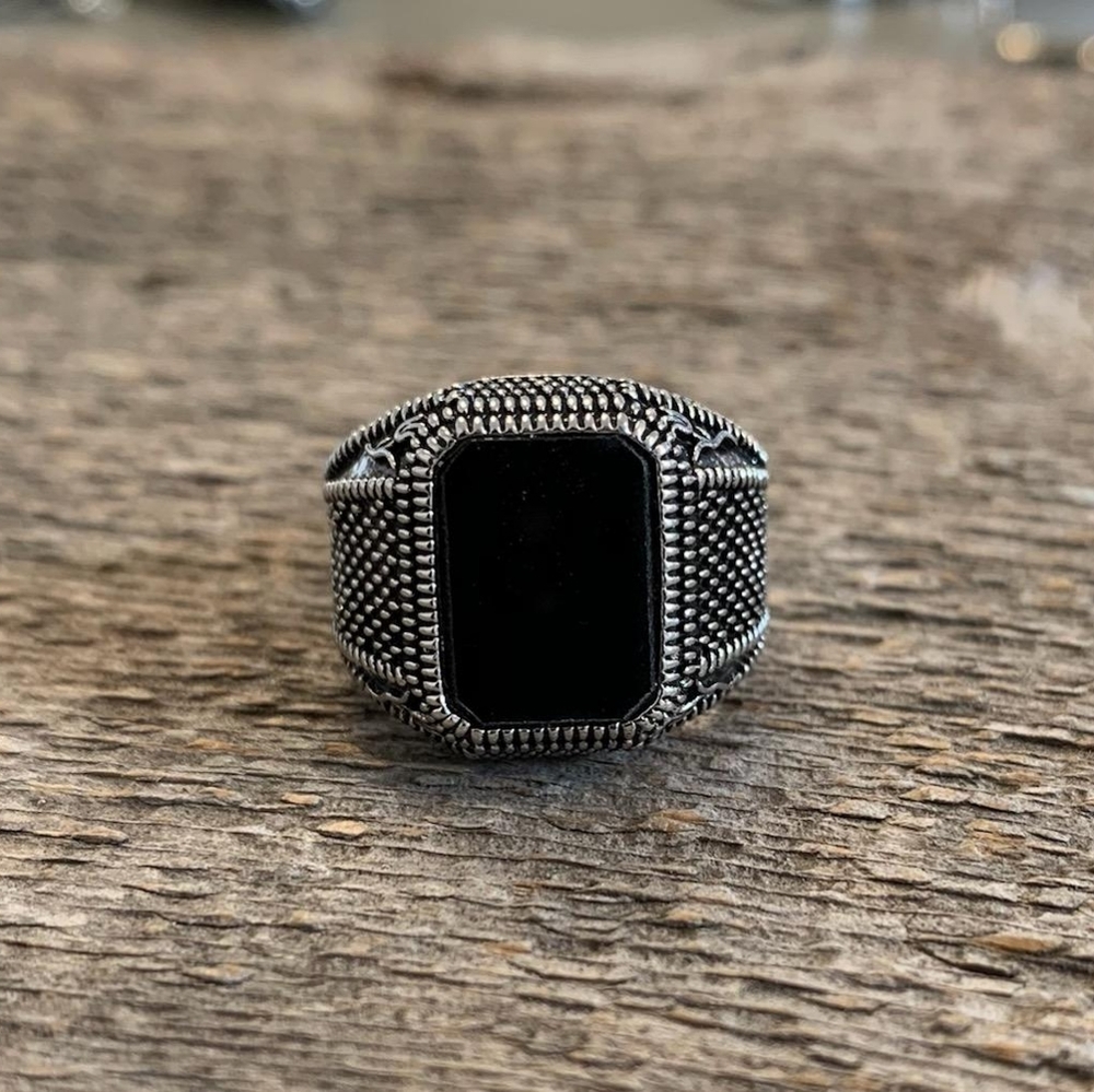 New! Black Onyx Men's Ring - Size 8 - Picture 4 of 5